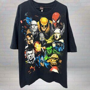 Vintage Marvel Superheroes Mad Engine T-Shirt Y2K Comic Graphic Tee Size 2XL